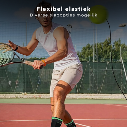 Cheqo® Tennistrainer Set - Tennis Trainer - Tennisracket met Elastiek - Swingball - Tennistrainer - Ideaal voor Kinderen - 4m Elastiek - Inclusief Racket