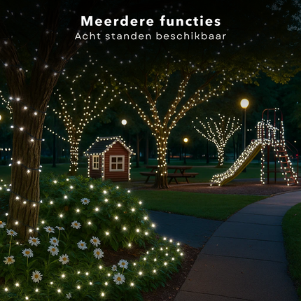 Cheqo® Kerstverlichting - Kerstlampjes - Kerstboomverlichting - 3000 LED - Wit Licht - Koelwit - Verlichte Lengte 3900 CM - Lichtfuncties - Automatische Timer - Binnen en Buiten - IP44 Adapter - Geheugenfunctie - Clusterverlichting