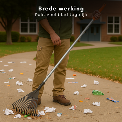 Cheqo® Telescopische Tuinhark – Verstelbare Bladhark met Uitschuifbare Steel – Aluminium & Koolstofstaal – Corrosievrij Tuingereedschap – Lichtgewicht Hark voor Tuin en Gazon – Stevige Telescopische Handgreep