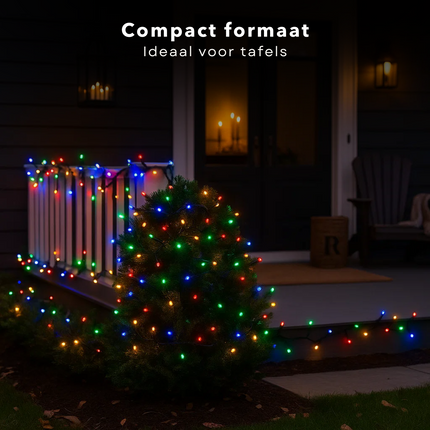 Cheqo® Clusterverlichting Multicolor - Batterijverlichting - Lichtfuncties - Geheugenfunctie - Timer Verlichting - Zwart Snoer - Werkt Op 3x AA Batterijen - Kerstverlichting - Kerstlampjes - Kerstboomverlichting Batterij - 140cm