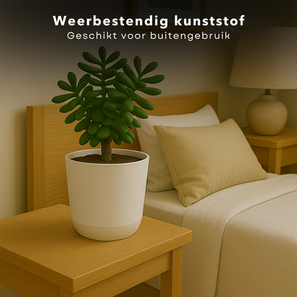 Cheqo® Bloempot Wit - Witte Plantenpot - Plantenbak - Kunststof 20x18 cm - Voor Binnen en Buiten - Ideaal voor Balkon