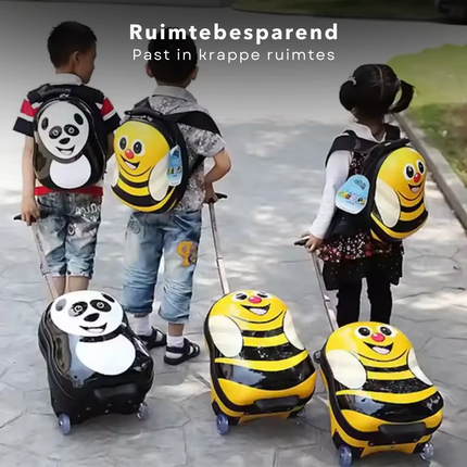 Cheqo® Kinderkoffer en Rugzak Set - Koffer voor Kinderen - Reiskoffer - Trolley met Bijpassende Reiskoffer - Handbagage Vriendelijk - Bij