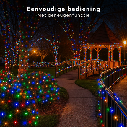 Cheqo® Micro Cluster Kerstverlichting - Kerstlampjes - Kerstboomverlichting - 1200 LED Lampjes - 24 Meter Lichtsnoer - Multicolor LED - Kerstverlichting Binnen en Buiten - 8 Lichtfuncties met Geheugen - Geschikt voor Kerstboom - Multicolor
