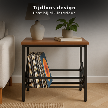 Cheqo® LP Opbergsysteem - Bijzet Tafel - Vinyl Houder - Platenrek - Platenhouder - Bijzettafel - Platenkast - Platenstandaard LP Rek - Platenspeler Meubel - Metaal MDF