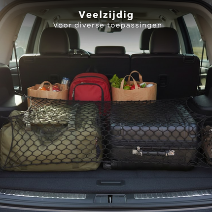 Cheqo® Bagagenet Auto - Kofferbaknet - Bagagenet - Veiligheidsnet Auto - Autonet - Cargo Net Auto - Opbergnet Auto - Elastisch Bagagenet - Universeel Bagagenet Auto