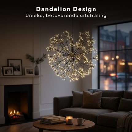 Cheqo® Kerstverlichting Bal - Warm Wit Licht - Micro LED-Lampjes - Spatwaterdicht - IP44 Stekker - Zwart Snoer - Tuinverlichting - Lichtgevende Kerstbal - 70 CM Diameter - Kerstlampjes Buiten - Lichtgevende Paardenbloem