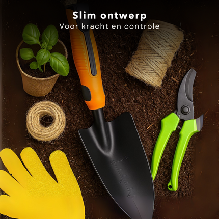 Cheqo® Tuinschep met Maataanduiding – Stevig Tuinschepje – Handschep – Ergonomisch Handvat – Tuinieren Schep – Duurzaam Tuingereedschap – Voor Planten Aanplanten & Grond Beluchten