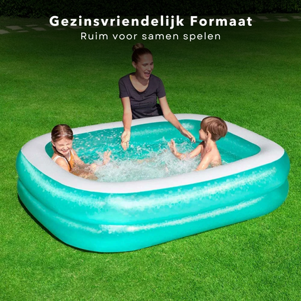 Cheqo® XL Familie Zwembad - Opblaasbaar Zwebad - Opblaasbad Voor Kinderen - Opblaas Zwembad - Stevig PVC Opblaasbaar
