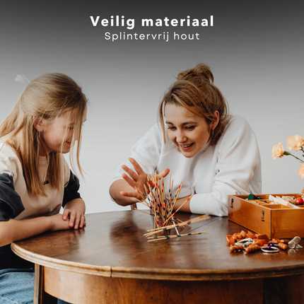 Cheqo® Mikado XL Set - Grote Mikado - 31 Stuks - Houten Spel - Gezellig Familieplezier