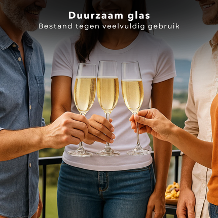 Cheqo® Champagneglazen Set - Champagneglas Set - Glazen Voor Champagne - Set Van 4 - Feestelijke Glazen - Hoogwaardige Kwaliteit - Elegant Design - Glaswerk Voor Feest - Luxe Uitstraling - Transparant Glas - Glazen Voor Bubbels