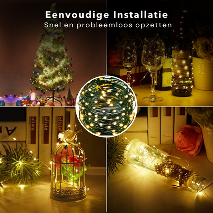Cheqo® Kerstverlichting - Kerstboomverlichting - Kerstlampjes - Sfeerverlichting - LED Verlichting - Voor Binnen en Buiten - Tuinverlichting - Feestverlichting - Lichtsnoer - Soft Wire - 400 LED's - 12 Meter - Warm Wit Kerstboomverlichting
