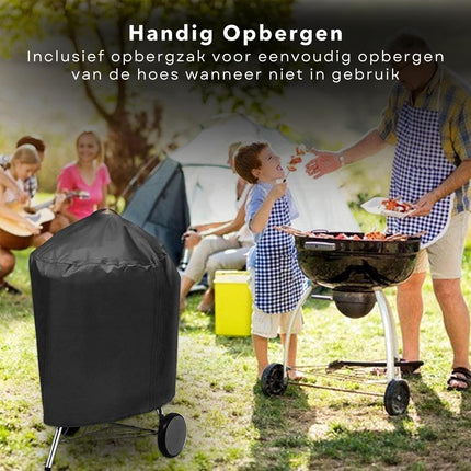 Cheqo® Waterdichte Afdekhoes voor Barbecue - Zware Kwaliteit - UV-Bestendig - Bescherming tegen Regen en Vuil - 70 x 80 cm - 600D Polyester - PVC Coating - Zwart - Opberghoes - BBQ Accessoires - BBQ Hoes - Lange Levensduur - Voor Ronde Barbecue Barbecuehoezen