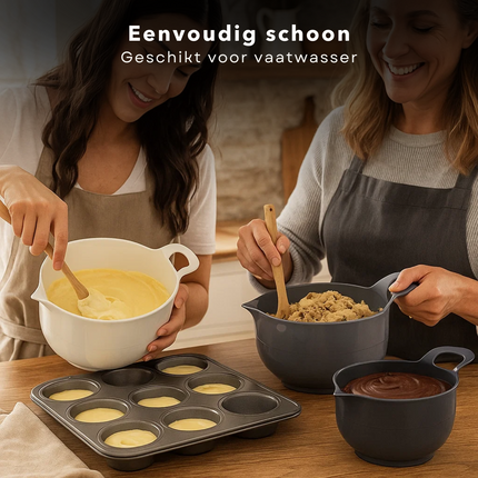 Cheqo® Mengkom Set - Beslagkommen - Kunststof Mengkommen - Anti-Slipring - Grote Handvat - Schenktuit - Moderne Keuken - Stapelbare Kommen - Meng Kom - Mengkom Set - Beslag Kom - Beslagkom - Kommenset