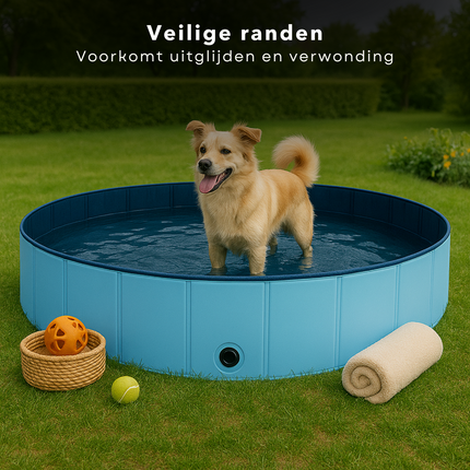Cheqo® XXL Honden Zwembad - Hondenzwembad Opvouwbaar - Opzetzwembad Huisdier - Hondenbad - Dierenbad - Bad Voor Grote Honden - Blauw