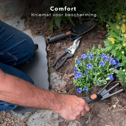 Cheqo® Complete Tuingereedschap Set - Schepje - Klauw - Snoeischaar - Kniemat - 4-delige Set - Tuingereedschapset - Tuinbenodigdheden - Tuinieren - Plantjes Planten - Lichtgewicht - Voor Tuinliefhebbers Tuingereedschapset