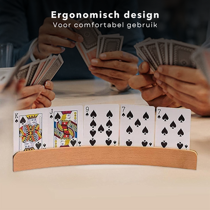 Cheqo® Houten Kaartenhouder - Kaarthouder - Speelkaarthouder - Kaarthouders - Ideaal voor Spelkaarten - Handige Houten Houder