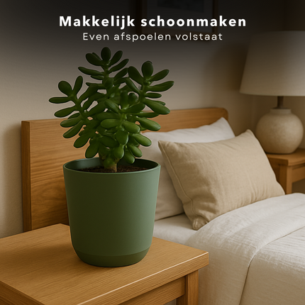Cheqo® Bloempot Groen - Groene Plantenpot - Plantenbak - Kunststof 20x18 cm - Voor Binnen en Buiten - Ideaal voor Balkon