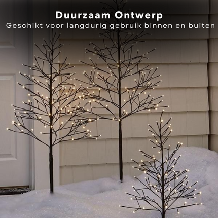 Cheqo® Sfeervolle Lichtboom - Kerstboom - 180 Cm - 400 Warm Witte LED's - Sfeerverlichting - Kerstverlichting - Kerstlampjes - Takken met Verlichting - Voor Binnen en Buiten - Met Metalen Standaard - 500 cm Aansluitsnoer - Kerstversiering Lichttakken