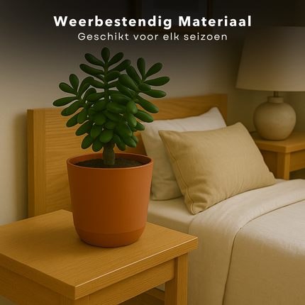 Cheqo® Bloempot Bruin - Bruine Plantenpot - Plantenbak - Kunststof 20x18 cm - Voor Binnen en Buiten - Ideaal voor Balkon