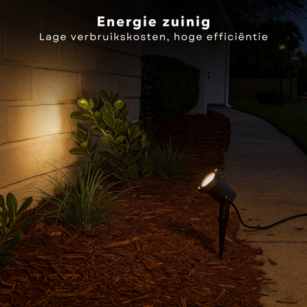 Cheqo® LED Prikspot - Spikespot - Warm Wit - Zwart Metaal - Buitenverlichting - Tuinspot - Energiezuinig - Padverlichting - Tuinverlichting - Tuinlamp - Priklamp - Tuin Spot - Tuinverlichting