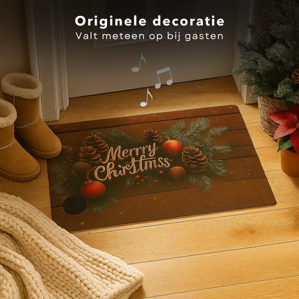 Cheqo® Deurmat Met Muziek - Kerst Deurmat - Jingle Bells Geluid - Merry Christmas Melodie - Muzikale Deurmat - Kerstliedjes Deurmat op Batterijen - Deurmat Met Sensor - Feestelijke Deurmat