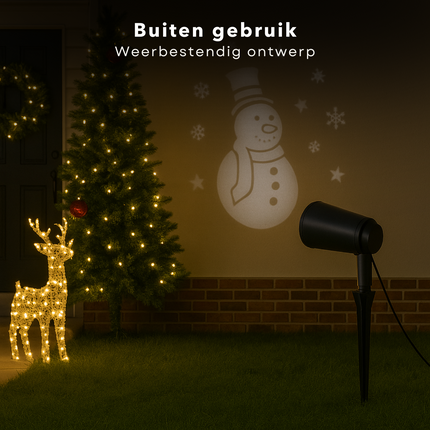 Cheqo® LED Projector - Sneeuwpop Decoratie - Kerstverlichting Buiten - Kerst Sneeuwpop - IP44 Adapter - Binnen En Buiten - Kerstverlichting - Sneeuwvlok Projectie - Feestdecoratie - Weerbestendig - Kerstversiering - Winter Decoratie