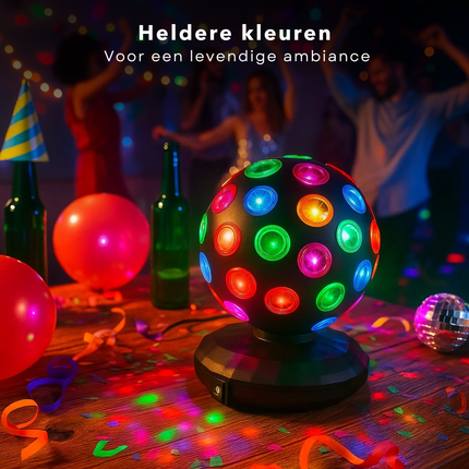 Cheqo® LED Disco Bal - Disco Bal - Feestverlichting - Disco Licht - Party Light - Gekleurde Lichteffecten - Voor Kinderen En Volwassenen - Eenvoudig In Gebruik - Compacte Formaat - Levendige Dansvloer - Urenlang Plezier