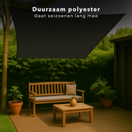 Cheqo® Schaduwdoek Vierkant - Schaduwnet - Zonwering - Zonnezeil - Luifel - Waterafstotend - 3x3 Meter - Polyester UV-bescherming - Grijs