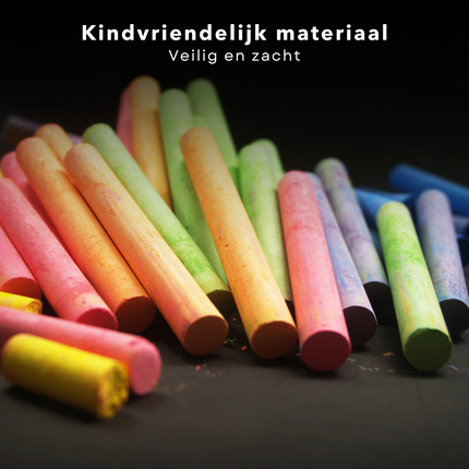 Cheqo® Stoepkrijt Set - Kleurrijk Krijt voor Kinderen - 50 Stuks - Grote en Kleine Krijtjes