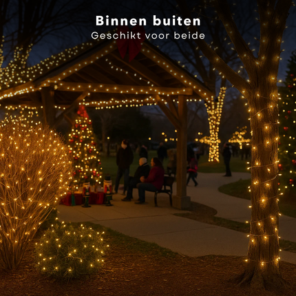 Cheqo® LED Verlichting - 40 LED Lampjes - Warm Wit - Lichtfuncties - Timer Functie - Kerstboomverlichting Transparant Snoer - Binnen En Buiten - IP44 Adapter - Kerstverlichting - Lichtslinger - Sfeerverlichting - Kerstlampjes