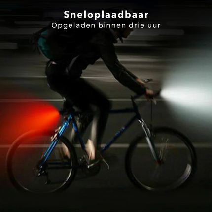 Cheqo® Fietsverlichting Set - USB Oplaadbaar - Spatwaterdicht IP44 - LED Knippermodi - Gereedschapsloze Installatie