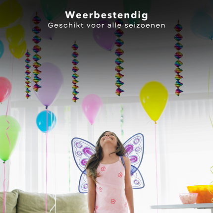 Cheqo® Regenboog Rotorspiralen - Slingers - Swirl Feestdecoratie 60 cm - Lichtreflecterende Folie -  Verjaardag Versiering - Set van 4