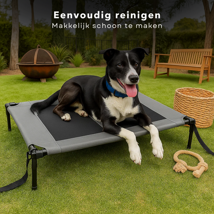 Cheqo® Verhoogd Hondenbed - Groot Hondenbed - Ademend Hondenbed - Hondenbed Op Pootjes - Hondenbed Voor Grote Honden - Draagbaar Hondenbed - Hondenbed Met Draagtas - Hondenbed Voor Buiten - Hondenbed Met Ventilatie