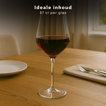 Cheqo® Witte Wijnglazen Set - Wijnglas Set - 37cl - Kristalglas - Perfect voor Witte Wijn - 6 Stuks