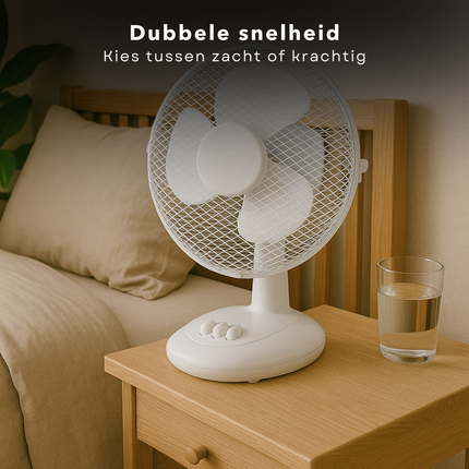 Cheqo® Tafelventilator - Stille Witte Ventilator Tafelmodel - Kantelbaar en Oscillerend - Verkoeling - Fan - Airco Alternatief