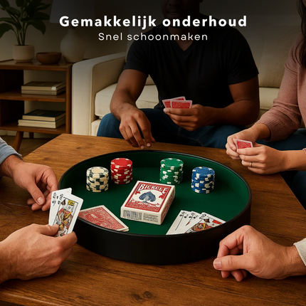 Cheqo® Pokerpiste Bekleed - Pokertafel - Poker Piste - Pokerbak - Pokeren Groen Flanel - Zwart Kunstleder - Geschikt Voor Poker