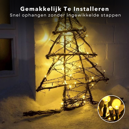 Cheqo® Kerstverlichting - Kerstboomverlichting - Kerstlampjes - LED Kerstverlichting - Warm Wit - 1.8M 24 LED's - Batterij & Timer - Waterdicht IP44