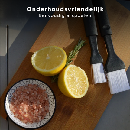 Cheqo® Bakkwast Set - Keukenkwast - Bakborstel - Marinade Kwast - BBQ Kwast - Zwart/Wit - Hittebestendig - Siliconen - Voor Bakken