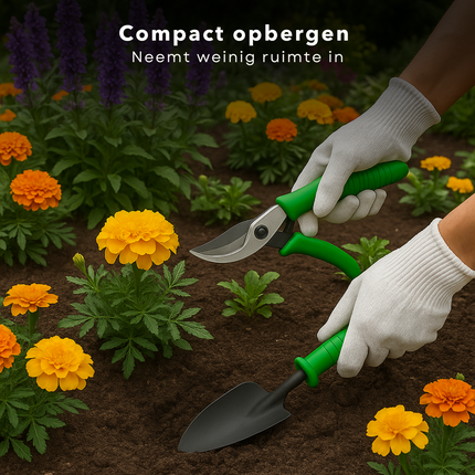 Cheqo® Tuingereedschap Set - Tuingereedschap Set - Snoeischaar- Tuinset - Snoeischaar - Tuinieren - Complete 10-Delige Set met Opbergkoffer - Inclusief Plantenspuit