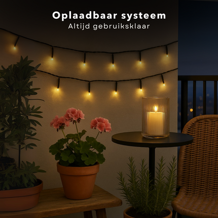 Cheqo® Solar Lichtsnoer - Kerstverlichting Buiten - Kerstboomverlichting - Cluster Verlichting - 10.5 Meter - 240 Led - Met Afstandsbediening - Warm Wit Licht - Tuinverlichting Op Zonne-Energie - Sfeerverlichting Buiten - Lichtslinger - Met Timer