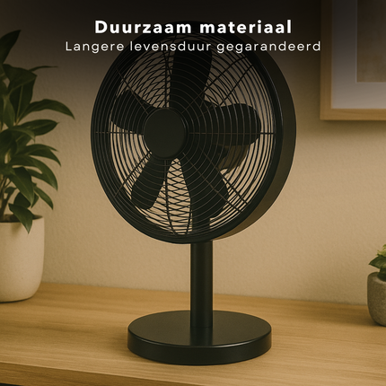 Cheqo® Tafelventilator Zwart - Ventilator 30cm - Tafel Ventilator Zwart - Oscillerende Functie - 3 Snelheden