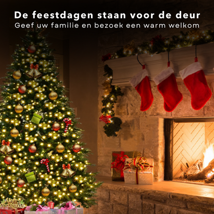 Cheqo® LED Verlichting 120 LED - 9 meter - Extra Warm Wit - Soft Wire - Binnen en Buiten - Energiezuinig - Flexibel Snoer - Adapter Inbegrepen - IP44 - Kerstverlichting voor Kerstbomen - Vensterbanken - Tuinhagen - Sfeerverlichting - Lichtsnoer Kerstboomverlichting