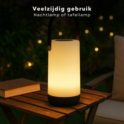 Cheqo® LED Nachtlamp Opblaadbaar - Nachtlampje - Leeslamp - Sfeerlamp - Lantaarn - Tuinlantaarn - Tafellamp - Dimbaar - Voor Binnen & Buiten - Kunststof - USB-C