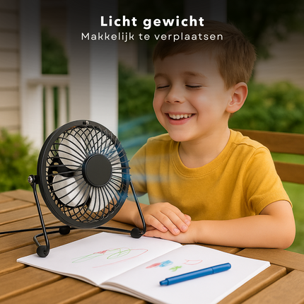 Cheqo® Mini Usb Ventilator - Usb Tafelventilator - Stille Werking - Compacte Ventilator - Usb-Aangedreven - Kantelbaar Ontwerp - Gerichte Luchtstroom - Usb Kabel Inbegrepen - Metalen Ventilator - Bureau Ventilator - Nachtkastje Ventilator