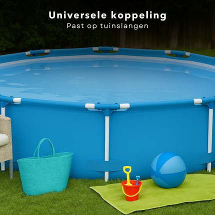 Cheqo® Zwembad Set – Rond Opzetzwembad met Stevig Stalen Frame – PVC Liner – Filterpomp & Cartridge – Leegloopventiel – Zwembad voor Kinderen – Eenvoudig op te Zetten – Tuinzwembad met Accessoires – Zwembad