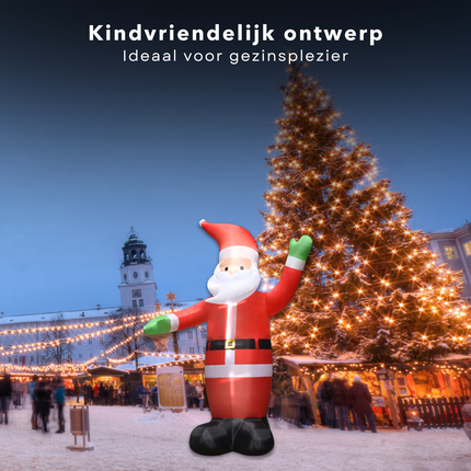 Cheqo® Opblaasbare Kerstman - Kerstman Opblaasbaar - Kerstversiering - 4,5 m - Weerbestendige Kerstdecoratie met LED - Polyester