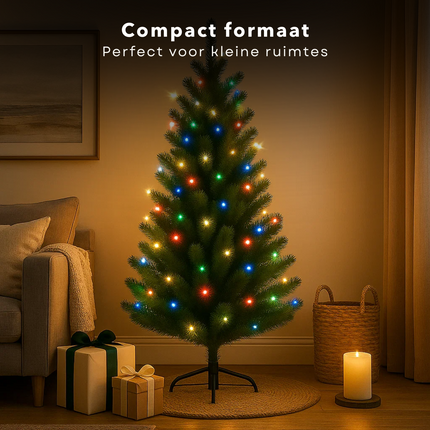 Cheqo® Kunstkerstboom 120 Cm - Kerstboom Met Standaard - Kerstdecoratie Voor Binnen - Kerstboom Zonder Verlichting - Realistische Kerstboom - Kerstboom Voor Thuis - Kerstboom Voor Kantoor - Kerstboom Met 200 Takken - Kerstboom Groen