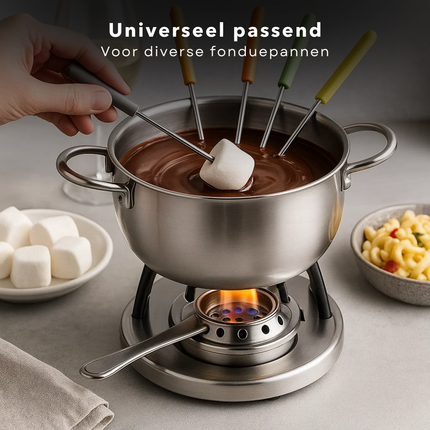 Cheqo® Fondue Pan Brander - Roestvrij Staal - Rvs Brander - Fondue Accessoires - Fondue Brander