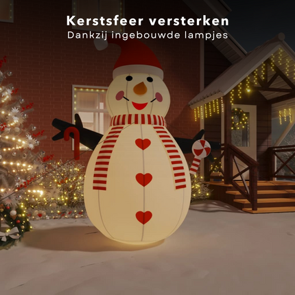 Cheqo® Opblaasbare Sneeuwpop - Sneeuwpop Opblaasbaar - Sneeuwman - 300 cm - Kerstdecoratie Buiten - Weerbestendig Oxford Stof