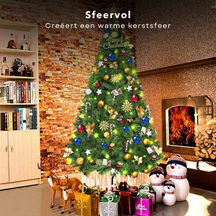 Cheqo® Kunstkerstboom Zilverspar - Kerstboom 150 cm - Veel Toppen - Duurzaam - Kunststof Voet